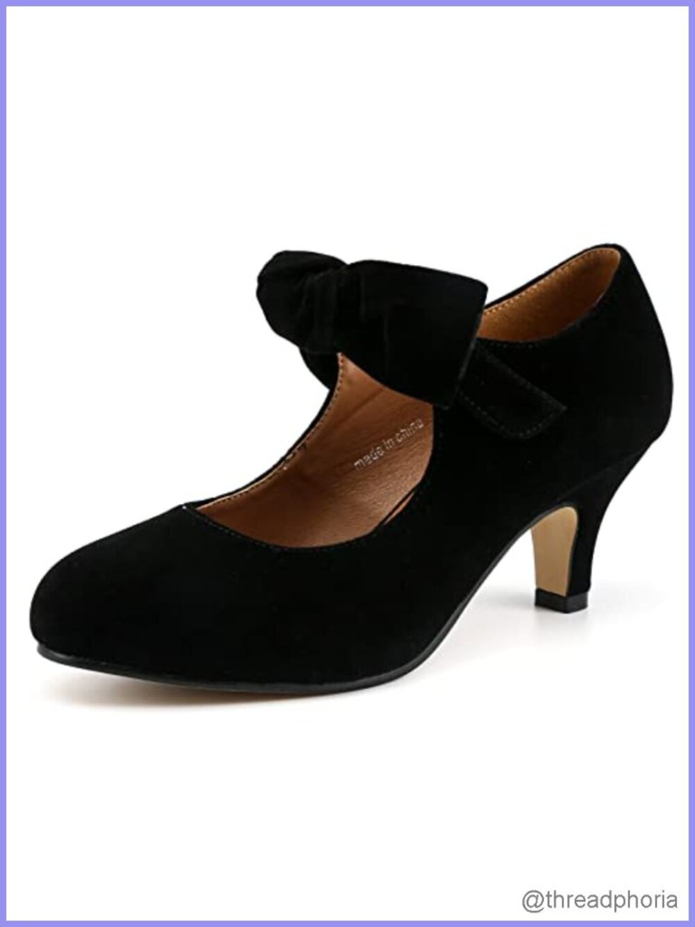 Women's Bow Mary Jane Kitten Heel Pumps with Cushioned Insole Ankle Strap Dress